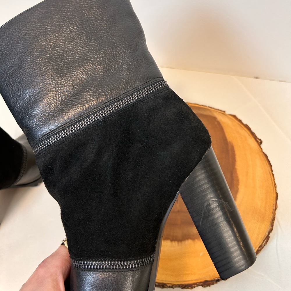 Katy‎ Perry Black Genuine Leather Suede Peep Toe Convertible Boots Women’s 8.5 - Picture 12 of 12
